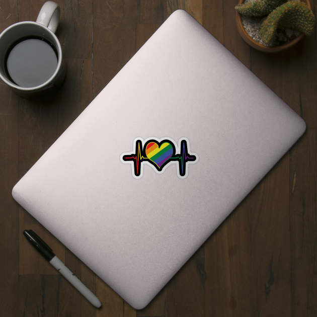 LGBT Pride Heartbeat Pulse Rainbow by little.tunny